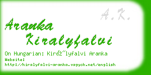 aranka kiralyfalvi business card